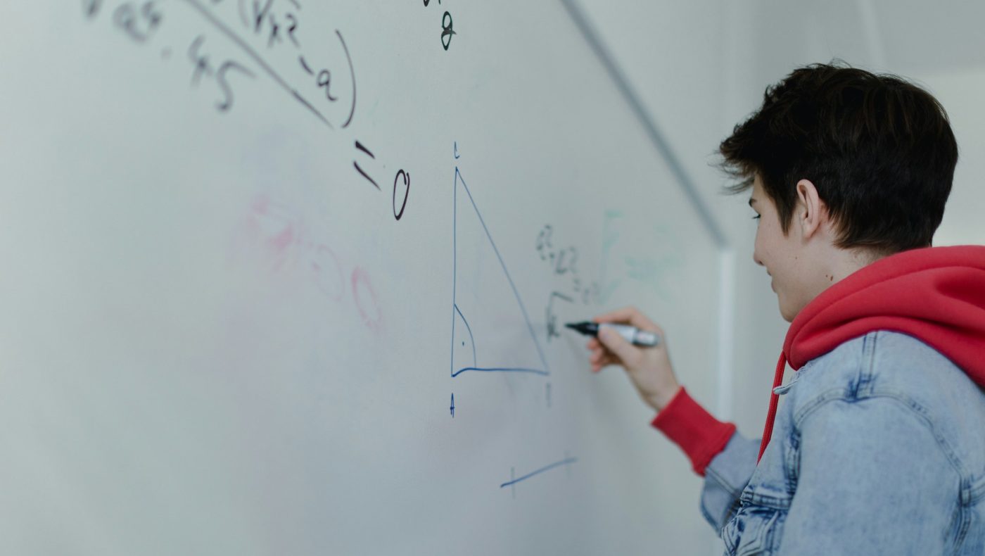 child studying secondary math